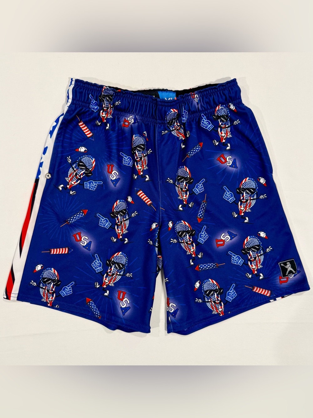 Lacrosse Unlimited All American Shorts Boys Large USA Patriotic Red White Blue